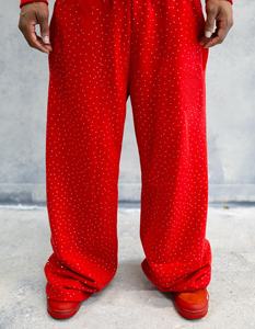 Pantalones Deportivos Holgados de Felpa Francesa de Algodón Grueso con Lavado Ácido, Adornados con Perlas y Diamantes de Imitación para Hombre, OEM - Product Image 2