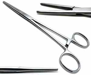 คีมหนีบห้ามเลือดแบบโค้ง ยี่ห้อ Kelly Hemostat ทำจากเหล็กกล้าไร้สนิม ใช้ซ้ำได้ พร้อมห่วงจับนิ้ว ปลายหยัก และระบบล็อคแบบ Ratchet - Product Image 2