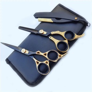 Kit de coiffure professionnel pour barbier avec ciseaux, peigne, cape, rasoir et accessoires de coiffage - Product Image 3