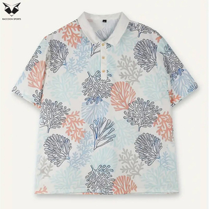 เสื้อกอล์ฟผู้ชายไซส์ใหญ่พิมพ์ลายพืชทะเล สวมใส่สบาย ระบายอากาศได้ดี เหมาะสำหรับใส่ทุกวัน เสื้อโปโลพิมพ์ลายคุณภาพดีที่สุดสำหรับผู้ชาย - Product Image 2