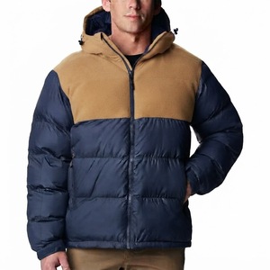 Men Hooded Puffer Jacket Color Blocking Windproof Thick Winter Coat Casual Outdoor Style Polyester Wadding Stand Collar Zipper - Product Image 4