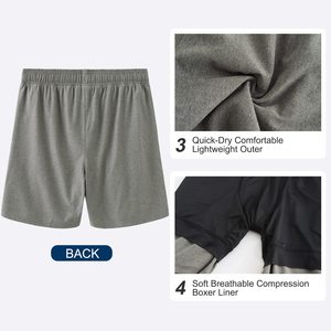 Shorts de sport gris pour homme, séchage rapide, polyester tissé, taille élastique, shorts décontractés pour l'entraînement - Product Image 5