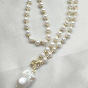 Collier de perles d'eau douce rondes de 6 mm avec design ballon, longueur de 50 cm - Product Image 2