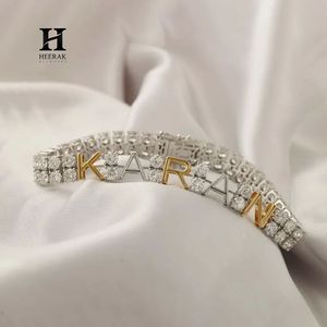 Custom Name Double Row Tennis Bracelet - <b>Iced</b> <b>Out</b> Personalized Letter Bracelet, 18K Gold CZ Diamond <b>Chain</b> Bracelet - Product Image 3