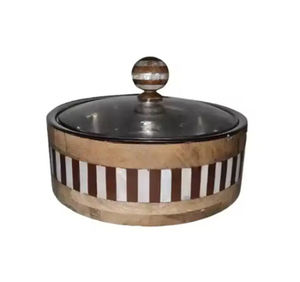 Olla caliente de madera con tapa de vidrio Forma redonda elegante Perfecta para mantener las comidas calientes y frescas Disponibilidad al por mayor - Product Image 6