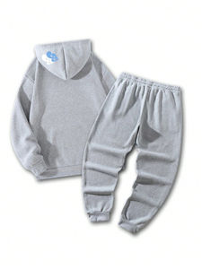 Nouvel ensemble de survêtement personnalisé pour homme, effet vieilli, délavé à l'acide, décoloré par le soleil, avec pantalon évasé et sweat à capuche brodé, idéal pour l'hiver - Product Image 4