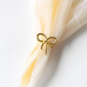 Anillo de Servilleta de Lujo con Lazo Dorado, Decoración de Mesa de Boda de Metal, Decoración para Banquetes de Hotel, Decoración para Fiestas - Product Image 4