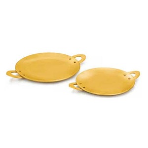 Plats de service en acier inoxydable doré de 21 cm, design moderne, écologiques, réutilisables, compatibles lave-vaisselle, vente en gros - Product Image 1