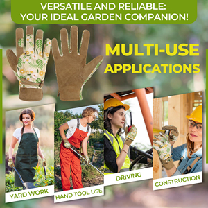 Heavy Duty Synthetic Leather Palm <b>Gardening</b> Gloves With Floral Print <b>Hook</b> And Loop ClosureThorn Proof Yard Work Safety Gloves - Product Image 5