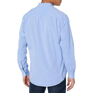 Chemise habillée formelle à manches longues pour homme, coupe ajustée, 100 % coton, décontractée, respirante, en sergé, avec logo personnalisé, fournisseur en gros - Product Image 2