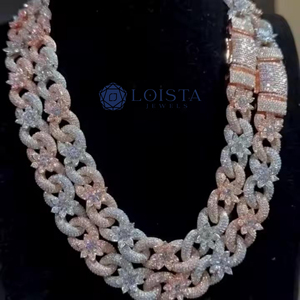 สร้อยคอหรูหรา LOISTA ชุบทองคำสีกุหลาบ ประดับเพชรโมอิสซาไนต์ ดีไซน์รูปดอกไม้ เหมาะสำหรับทั้งชายและหญิง ใช้ในงานปาร์ตี้ - Product Image 4