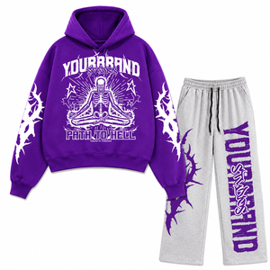 Conjunto Deportivo de Dos Piezas con Diseño Gráfico Premium, Ropa Urbana de Algodón Personalizada, Fabricante OEM ODM Directo de Fábrica - Product Image 6