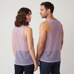 Sheer Mesh Tank <b>Tops</b> Unisex 100% Polyester Breathable Sleeveless Casual Wear Lightweight See Through Tank <b>Top</b> Unisex - Product Image 4
