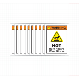 Burn Hazard Warning Signs And Hot Surface Safety Labels Set With Wear Gloves Icons - Product Image 5