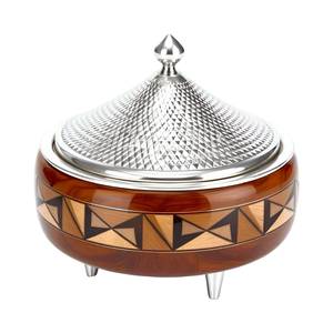 Casserole isotherme en acier inoxydable avec incrustation de nacre motif feuille, chauffe-plat, boîte à chapati, service de présentation - Product Image 6