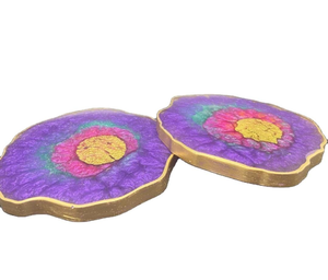 Ensemble de sous-verres en résine, magnifiques dessous de verre en résine, décoration de table, motifs variés, prix de gros - Product Image 4