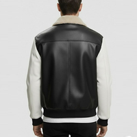 Blouson Aviateur en Cuir Véritable de Mouton pour Homme – Veste d'Hiver Bleue Personnalisée en Cuir Véritable pour Homme
