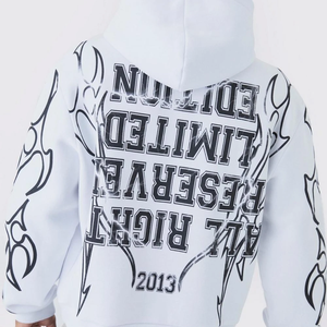 Sudadera con capucha extragrande blanca para hombre con estampado de pantera y estilo streetwear, de algodón y felpa. - Product Image 6