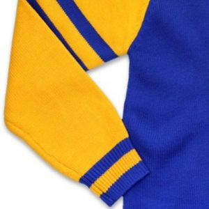 Pull col V SGR bleu roi et jaune, tricot classique, manches longues, chaud, décontracté, style grec, vêtement d'hiver - Product Image 4