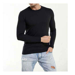 T-shirt en coton à manches longues pour homme, col rond, tissu doux et respirant, vêtement décontracté pour tous les jours, streetwear, haut tendance - Product Image 4