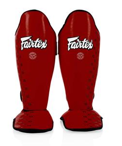 Protège-tibias de boxe thaïlandaise et de kick-boxing pour l'entraînement et le sparring, 100 % cuir véritable de haute qualité, marque Fairtex - Product Image 1
