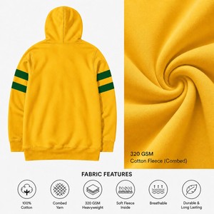 Sweat-shirt à capuche surdimensionné personnalisé pour femme, en molleton de coton 320 GSM, avec logo, poche kangourou et rayures, idéal pour l'automne – Vente en gros - Product Image 2