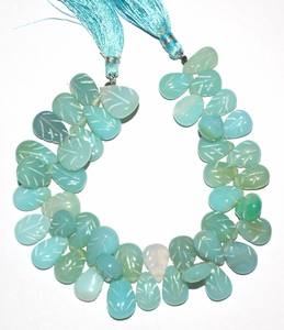 Perles de chalcédoine aqua naturelle sculptées en forme de poire, pierres précieuses en vrac pour la fabrication de bijoux, vente en gros - Product Image 1