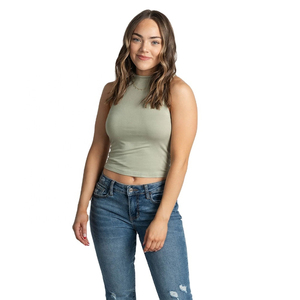 2026 Womens Olive Green Ribbed <b>Crop</b> Tank <b>Top</b> Slim Fit Casual Vest for Summer Street Style and Daily Wear - Product Image 2