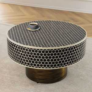 Table basse en os, meuble incurvé, mosaïque complexe, design artisanal, élégante pièce maîtresse d'intérieur - Product Image 2