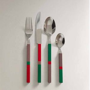 Ensemble de service de salade en bois avec poignée combinée en résine en acier inoxydable poli à la main avec miroir de deux pièces - Product Image 5