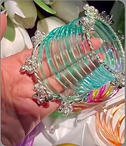 Vibrant Blue Jelly <b>Glass</b> Finish Kashmiri <b>Bangles</b> Set Lightweight Daily Wear Traditional Wedding Stackable Jewellery - Product Image 3