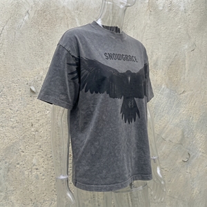 Camiseta Snowgrace para Hombre, Talla Grande, Estampado de Cuervo Negro, Manga Corta, Algodón Jersey, Cuello Redondo, Estilo Casual - Product Image 5