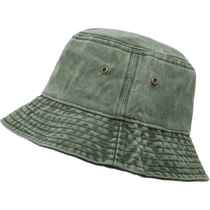 Chapeau Bob Unisexe en Toile de Coton Vert Couleur Unie Style Décontracté Printemps-Été Taille Adulte 56-58CM - Product Image 2