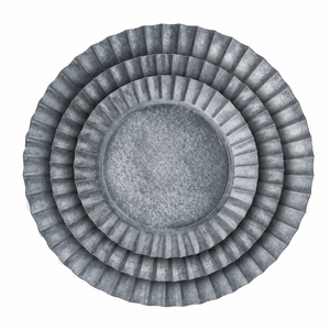 Round Metal Charger <b>Plate</b> Set of 3 Scallop Fluted <b>Vintage</b> Handmade Dishes for Serving - Product Image 3
