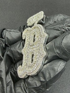 Pendentif numéro 10/10 en strass et cristal, argent 925, moissanite, charme hip-hop, cadeau unisexe - Product Image 3