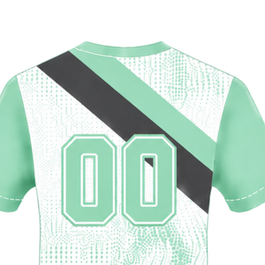 Camiseta de Rugby de Manga Corta, Color Verde Menta Claro y Blanco, Cuello Redondo, Diseño Gráfico, Ropa Deportiva de Alto Rendimiento, para Entrenamiento y Partidos de Rugby - Product Image 4