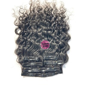 Deep <b>Curly</b> Indian Remy Machine Double Weft Clip-In Human Hair <b>Extensions</b> for All Colors and Perm - Product Image 1