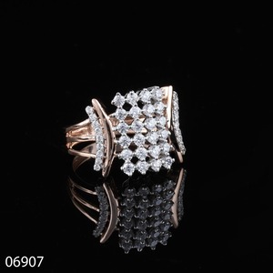 Classic Rose Gold Cluster Lab Grown Diamond Statement Ring IGI Certified 14K Solid Gold Brilliant Cut Trendy Engagement Women - Product Image 1