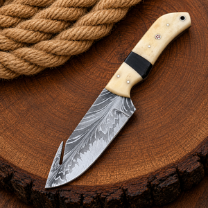 Custom Handmade Damascus Steel Hunting Skinning <b>Knife</b> with <b>Bone</b> <b>Handle</b> Leather Sheath Fixed Blade Camping Survival <b>Knife</b> OEM ODM - Product Image 2