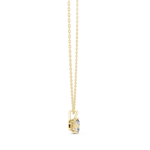 Pendentif solitaire à double griffe en or jaune 14K plaqué rhodium avec diamant de laboratoire taille ovale 0,50-2,00 carats DEF VVS certifié IGI - Product Image 5