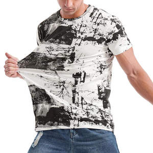 T-shirt à manches courtes pour homme en coton/fibre de bambou respirant, imprimé par sublimation, qualité OEM, style hip-hop - Product Image 3