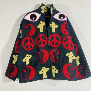 เสื้อแจ็คเก็ต Evil Eye เสื้อแจ็คเก็ต Peace Sign เสื้อแจ็คเก็ตหยินหยาง เสื้อแจ็คเก็ตโบโฮ เสื้อแจ็คเก็ตสำหรับงานเทศกาล เสื้อแจ็คเก็ตฮิปปี้ เสื้อแจ็คเก็ตแบบควิลท์ - Product Image 1