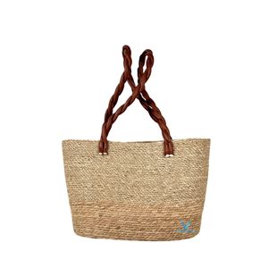 Sac fourre-tout tissé en fibre naturelle Vietrustic, nouveau design, en jonc de mer et coton, fait main, style bohème décontracté, pour la plage, avec bandoulière réglable - Product Image 5