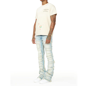 Pantalon de jogging unisexe personnalisé en velours côtelé empilé et vieilli, respirant, noir, décontracté, non tissé, 100 % coton, écologique - Product Image 3