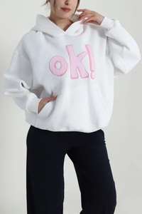 Custom Loose Breathable Eco-Friendly Quick Dry Solid Woolen Waterproof Autumn Plus Size Casual <b>Hoodies</b> Pullovers for <b>Women</b> - Product Image 5