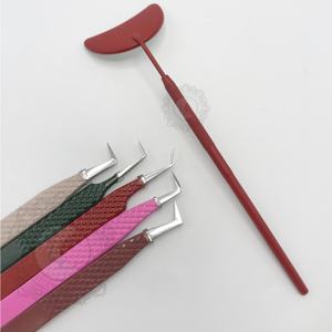 Pince à épiler en acier inoxydable personnalisable de haute qualité revêtement en poudre miroir rouge pointe pointue disponible étiquette personnalisée - Product Image 6