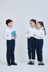 Uniforme scolaire FMF pour enfants, chemise à manches longues noire à boutons, 65% polyester, 35% coton, popeline tissée, unisexe, vietnamien - Product Image 4