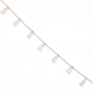 18K <b>Gold</b> Diamond Baguette Drop Fine Charm Bracelet - Product Image 4