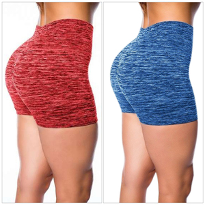 Shorts de yoga vintage gris uni en coton tissé 100 % taille haute pour femme, style sportif, respirant, taille élastique, coupe régulière - Product Image 4