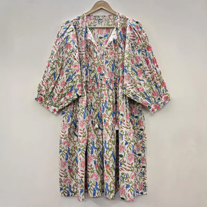 Vestido Midi Informal para Mujer, para Uso Diario, Todas las Temporadas, Tejido 100% Algodón, Liso, con Detalles Funcionales y Estructurales, Manga Corta, Corte Imperio - Product Image 2